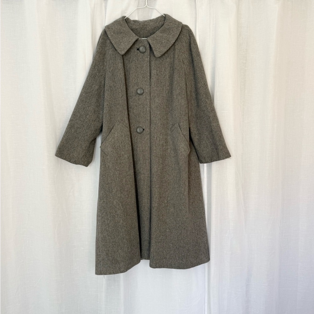 Gray Wool Coat with Large Buttons - image 1